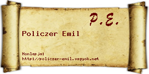 Policzer Emil névjegykártya